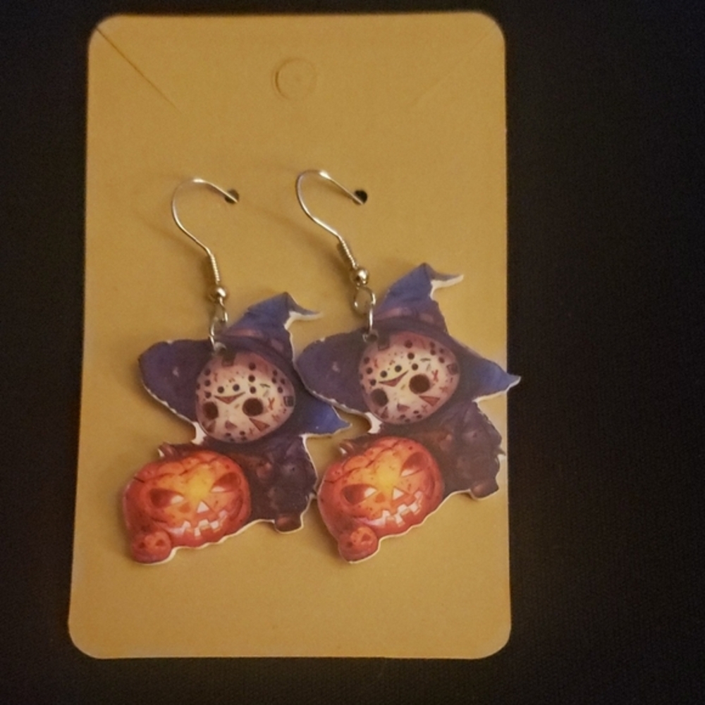 3 for $15-Baby Jason with pumpkin earrings